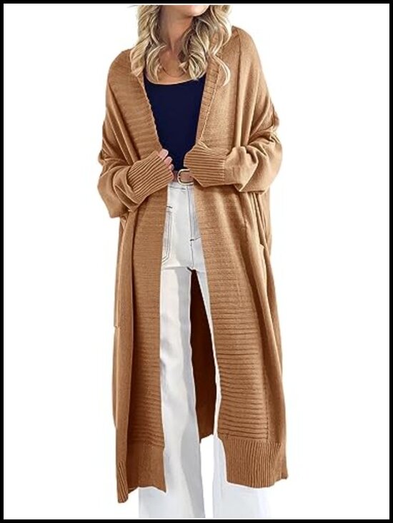 Sweaters - Chunky Knit Open Front Duster Cardigan with Pockets